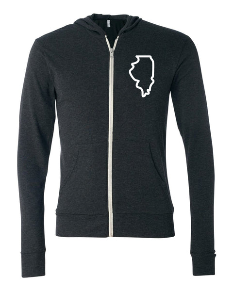 State Light Weight Zip Up Left Chest Hoodie