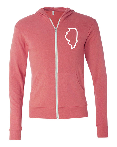 State Light Weight Zip Up Left Chest Hoodie