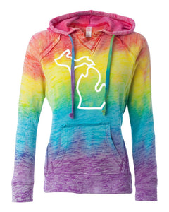 Mitten Tie Dye Burn Out Women's Hoodie
